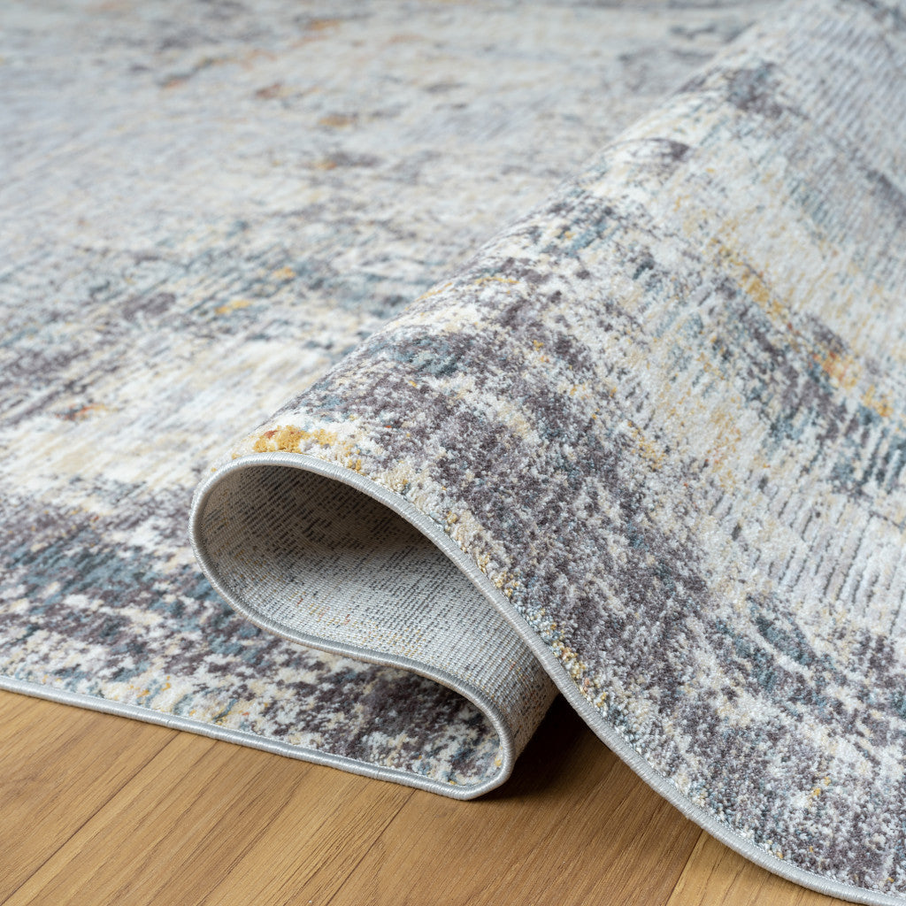 8' Runner Gray and Ivory Abstract Runner Rug