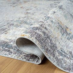 8' Runner Gray and Ivory Abstract Runner Rug