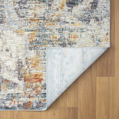 8' Runner Gray and Ivory Abstract Runner Rug