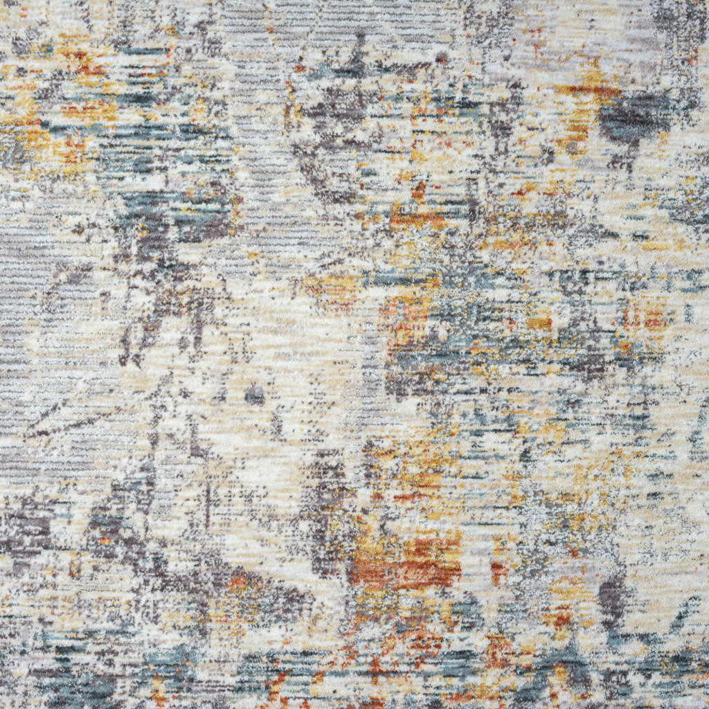8' Runner Gray and Ivory Abstract Runner Rug