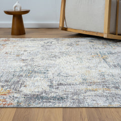 8' Runner Gray and Ivory Abstract Runner Rug