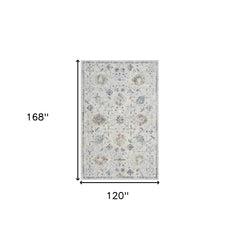 10' x 14' Ivory and Blue Floral Area Rug
