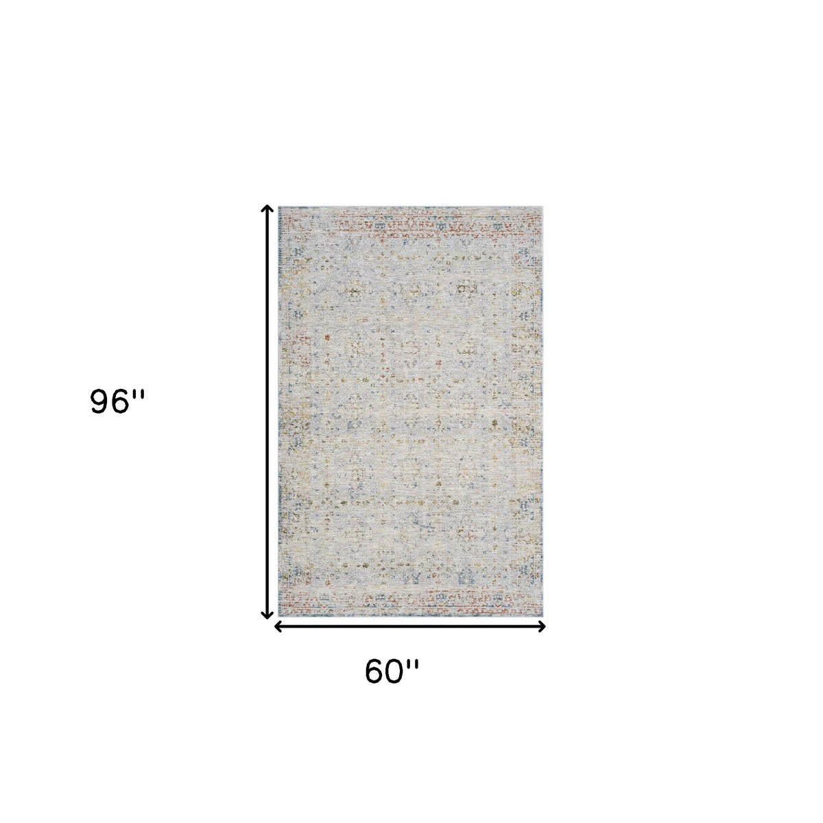 5' x 8' Ivory and Blue Floral Area Rug