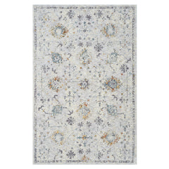 5' x 8' Ivory and Blue Floral Area Rug