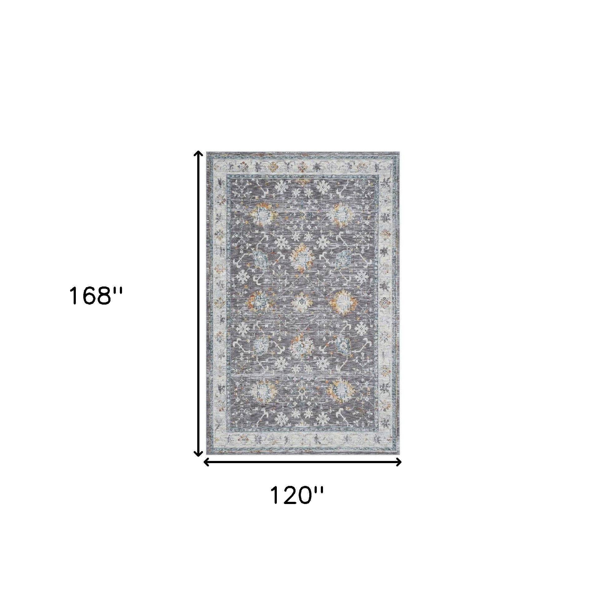 10' x 14' Gray and Ivory Floral Area Rug