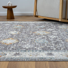 10' x 14' Gray and Ivory Floral Area Rug