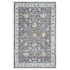 10' x 14' Gray and Ivory Floral Area Rug