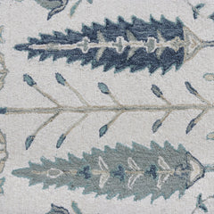 5' x 8' Ivory and Blue Wool Floral Hand Tufted Area Rug