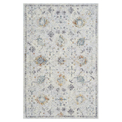 9' x 12' Ivory and Blue Floral Area Rug