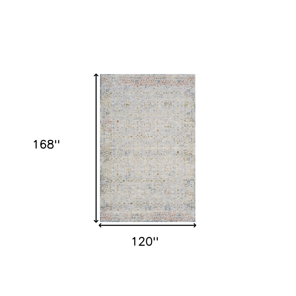 10' x 14' Ivory and Blue Floral Area Rug