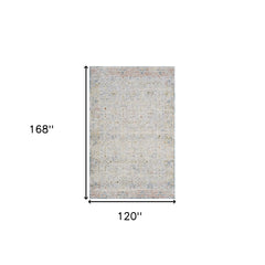 10' x 14' Ivory and Blue Floral Area Rug