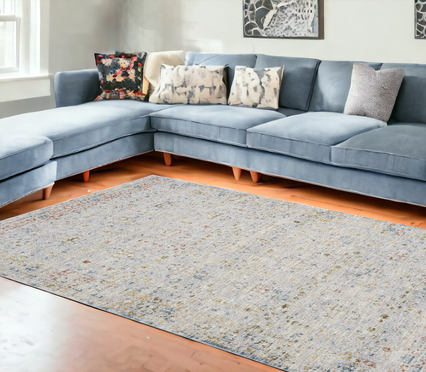 10' x 14' Ivory and Blue Floral Area Rug