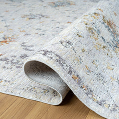 2' x 3' Ivory and Blue Floral Area Rug