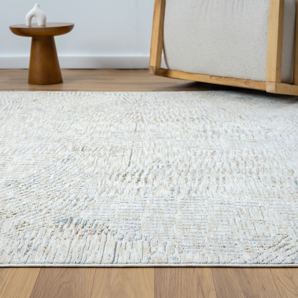2' x 3' Ivory and Gray Abstract Area Rug