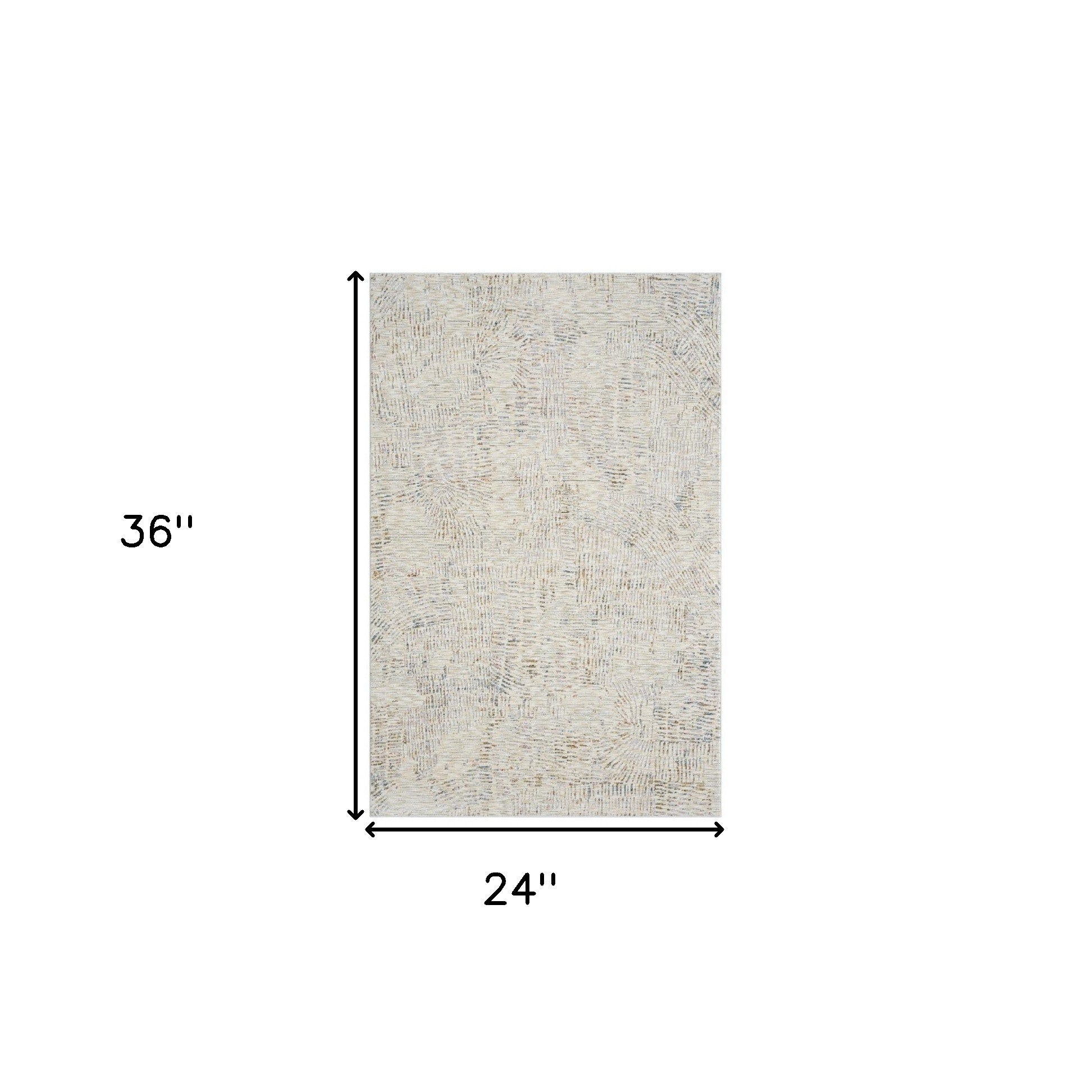 2' x 3' Ivory and Gray Abstract Area Rug