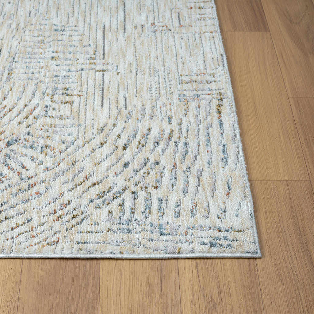 2' x 3' Ivory and Gray Abstract Area Rug