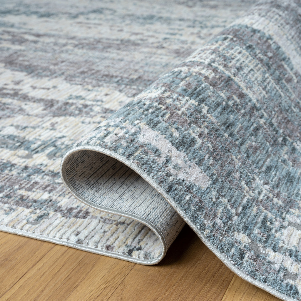 9' x 12' Gray and Ivory Abstract Area Rug