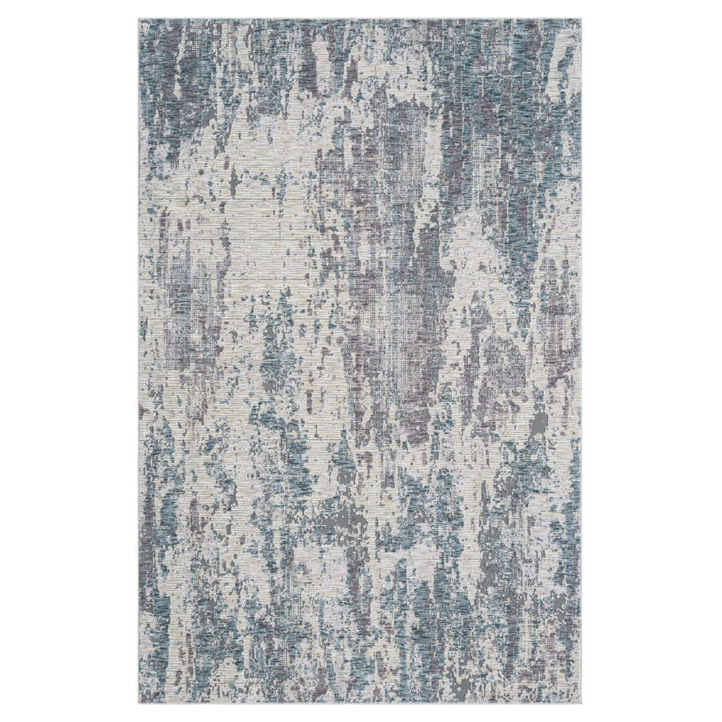 9' x 12' Gray and Ivory Abstract Area Rug