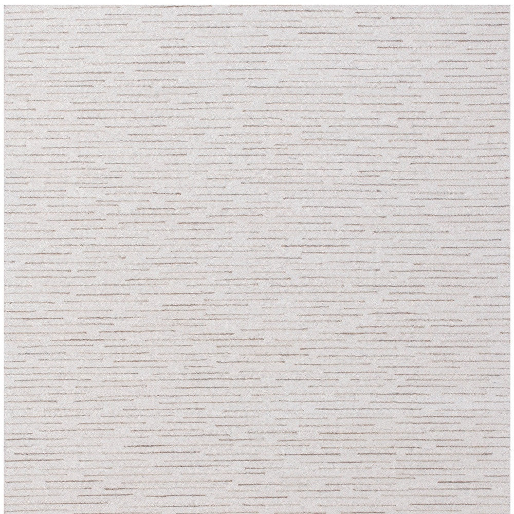 8' x 10' Beige and Ivory Wool Striped Hand Tufted Area Rug