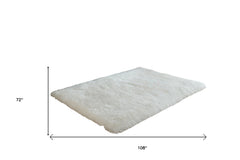 6' x 9' White Shag Hand Tufted Area Rug
