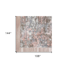 9' x 12' Gray and Pink Abstract Hand Loomed Area Rug