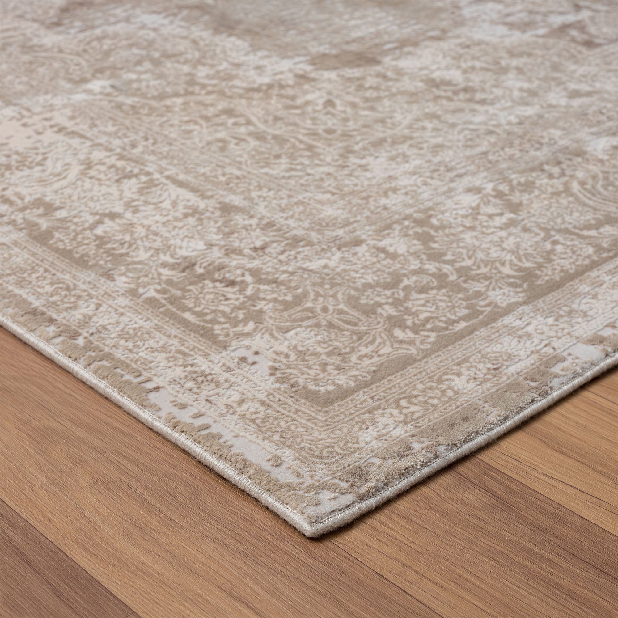 10' x 14' Beige and Ivory Medallion Area Rug