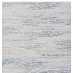 5' x 8' Ivory and Blue Wool Striped Hand Tufted Area Rug