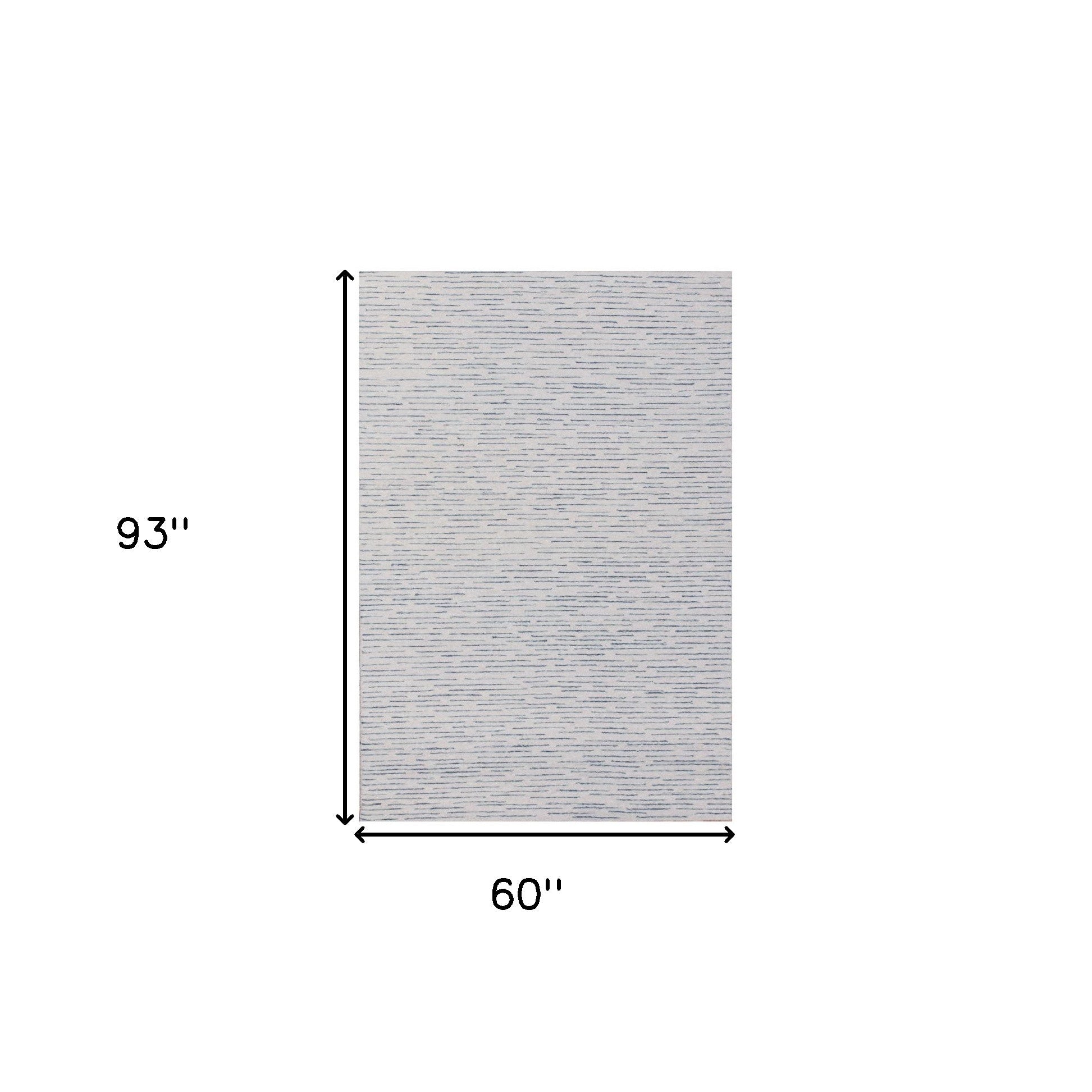 5' x 8' Ivory and Blue Wool Striped Hand Tufted Area Rug