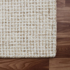 5' x 7' Beige and Ivory Wool Checkered Hand Tufted Area Rug