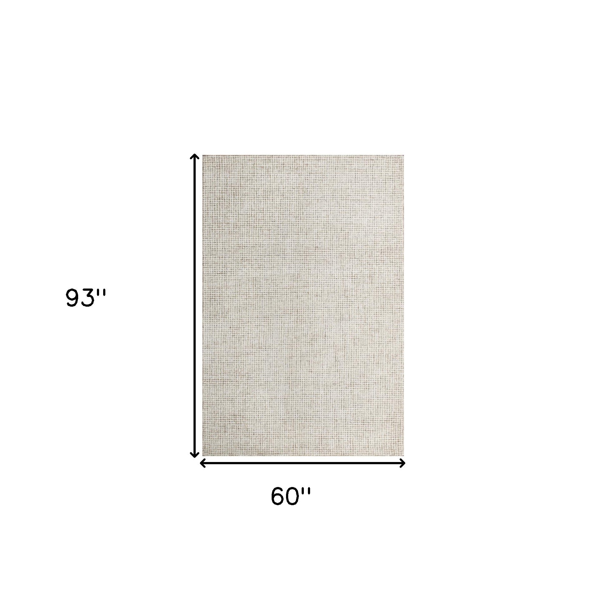 5' x 7' Beige and Ivory Wool Checkered Hand Tufted Area Rug