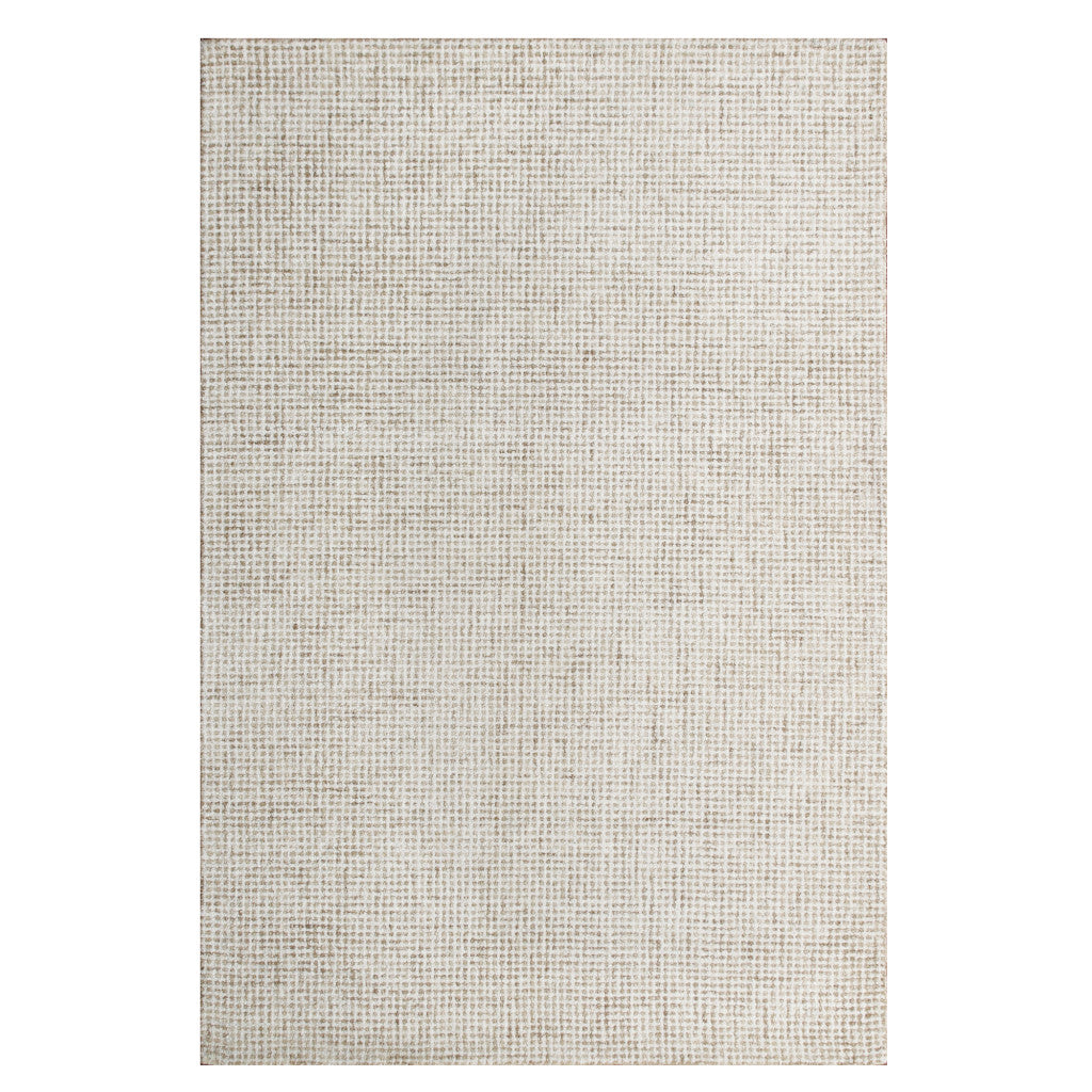 5' x 7' Beige and Ivory Wool Checkered Hand Tufted Area Rug