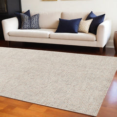9' x 12' Beige and Brown Wool Abstract Hand Tufted Area Rug