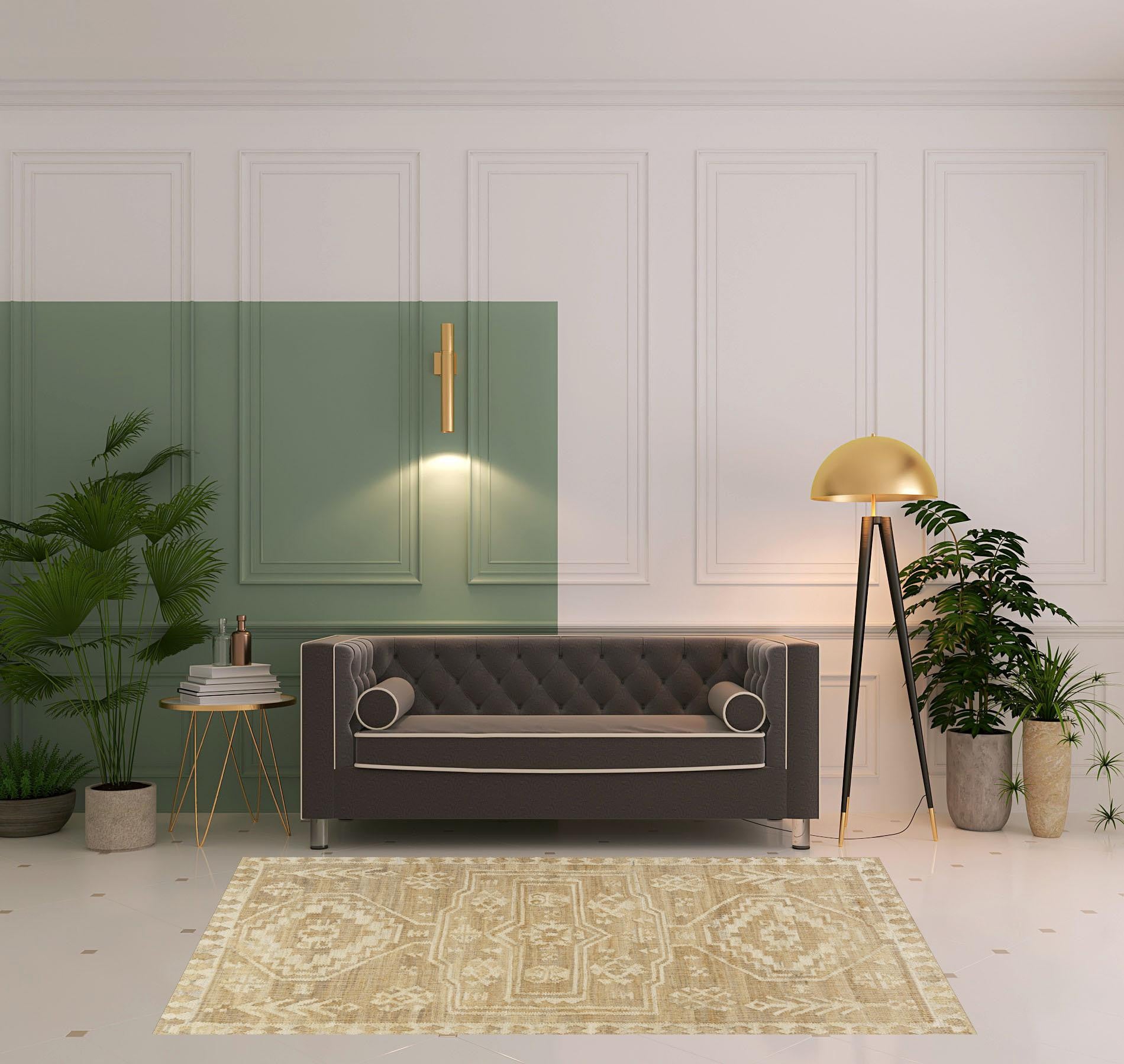 5' x 8' Brown Medallion Hand Woven Area Rug