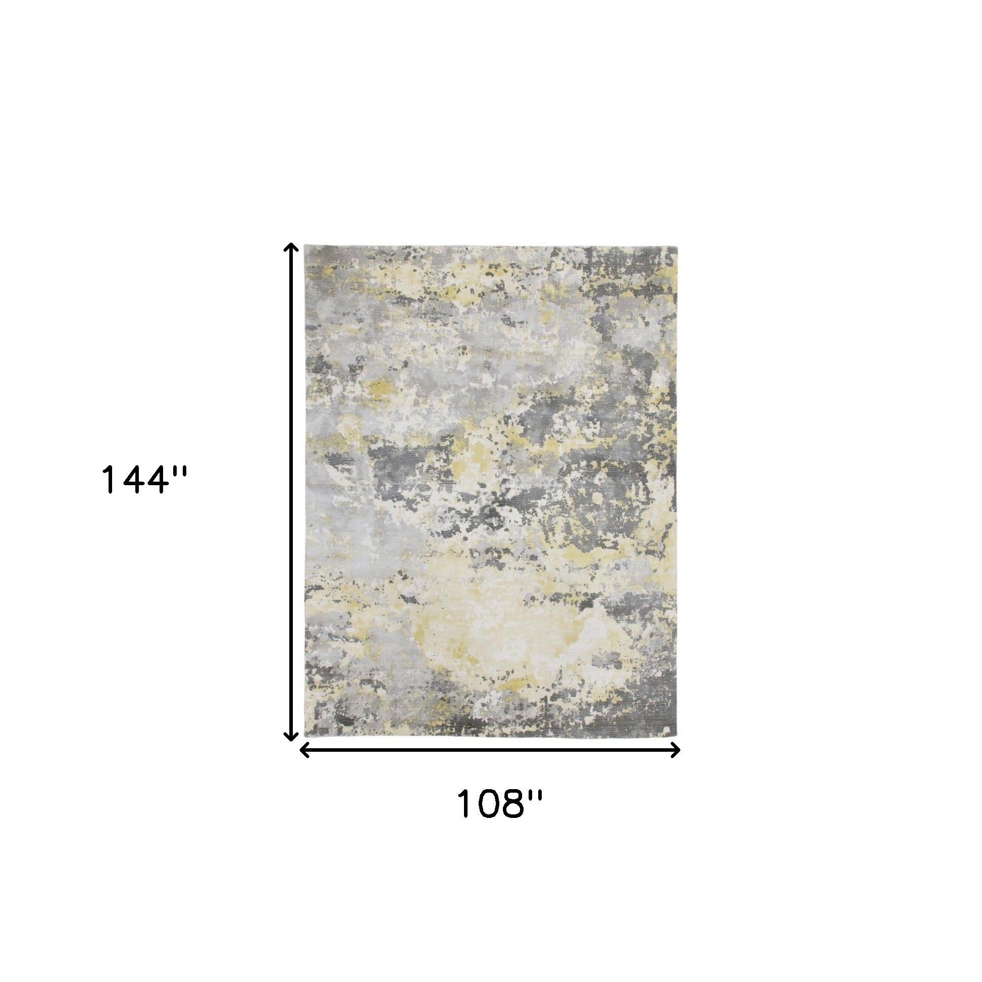 9' x 12' Gray and Yellow Abstract Hand Loomed Area Rug