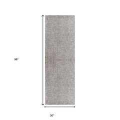 8' Runner Gray and Ivory Wool Checkered Hand Tufted Runner Rug