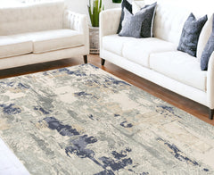 8' x 10' Blue and Beige Abstract Area Rug