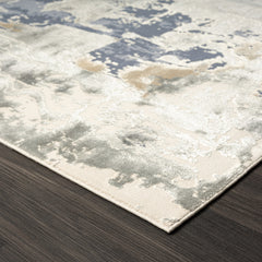 2' x 3' Blue and Beige Abstract Area Rug