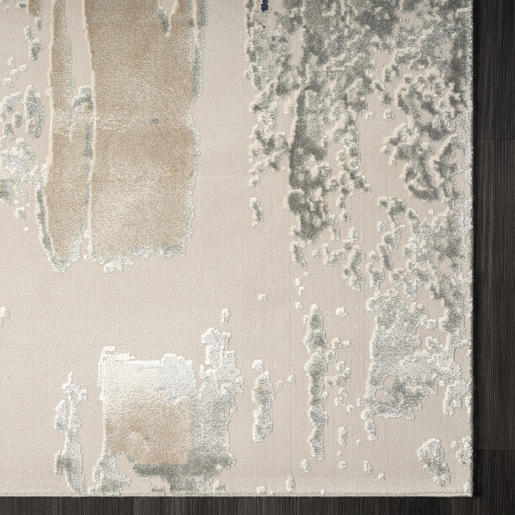 2' x 3' Blue and Beige Abstract Area Rug
