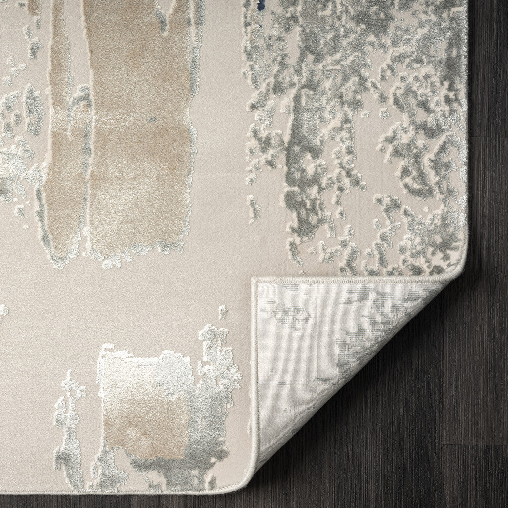 2' x 3' Blue and Beige Abstract Area Rug