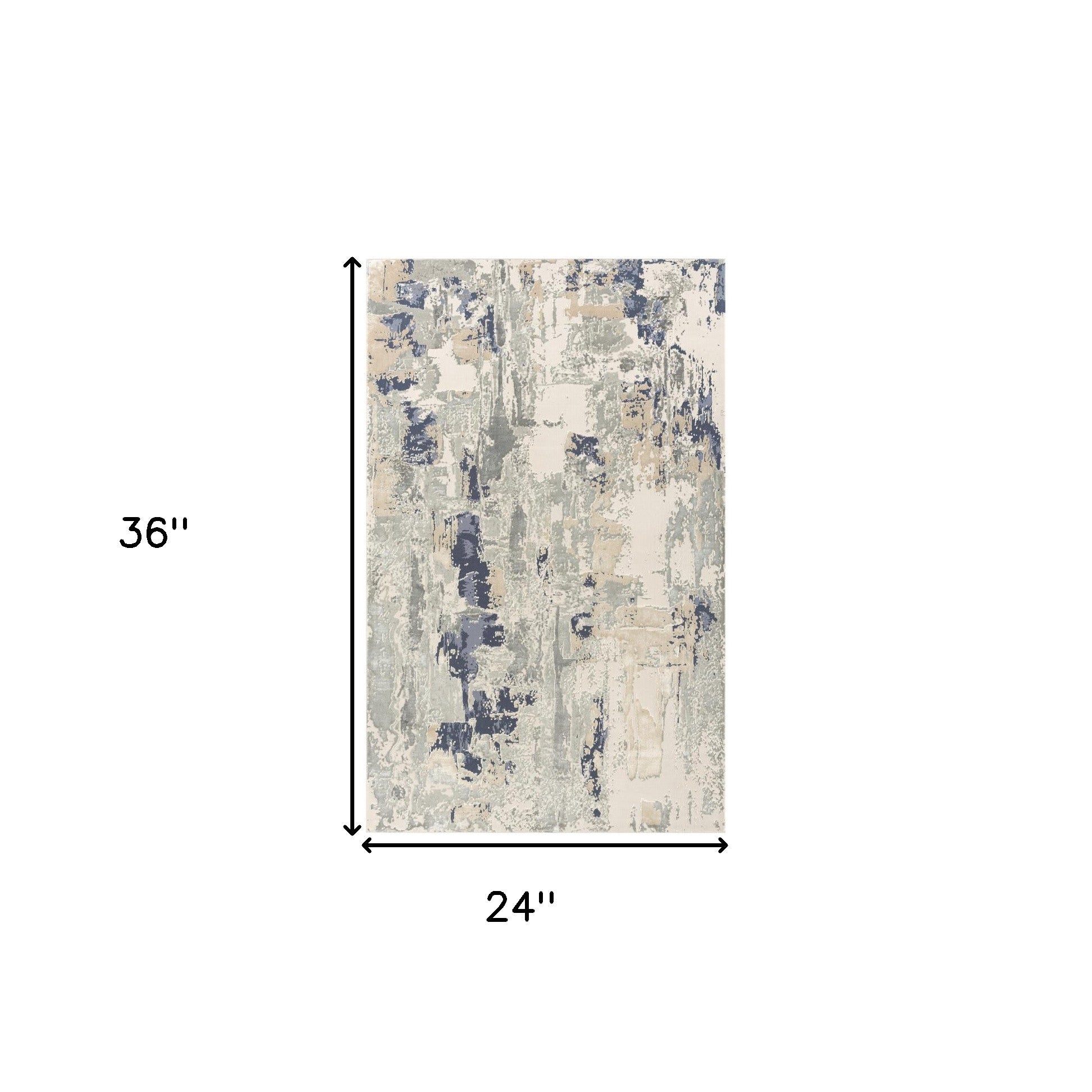 2' x 3' Blue and Beige Abstract Area Rug