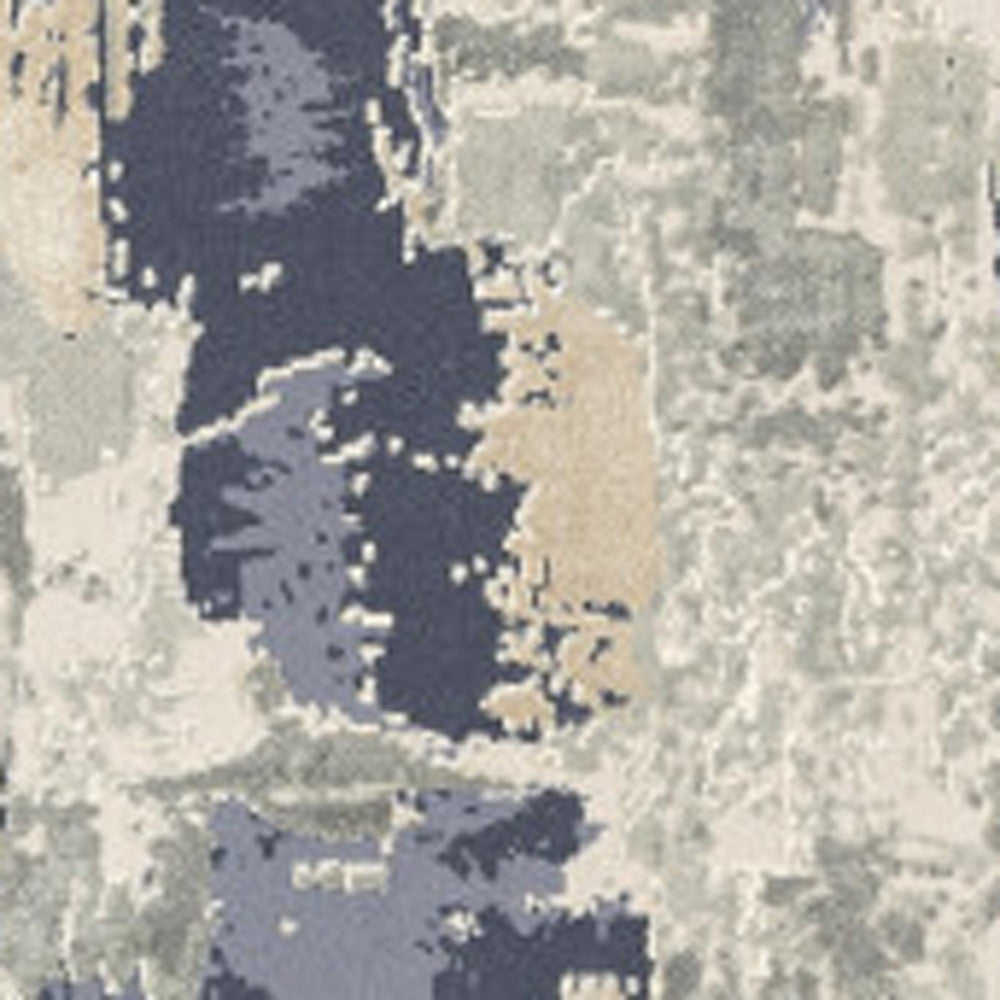 2' x 3' Blue and Beige Abstract Area Rug