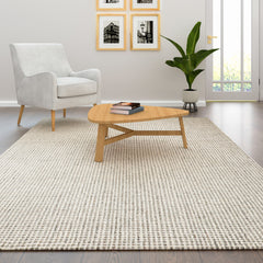 8' x 10' Gray and Ivory Wool Checkered Hand Tufted Area Rug