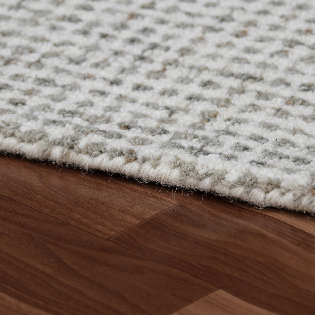8' x 10' Gray and Ivory Wool Checkered Hand Tufted Area Rug