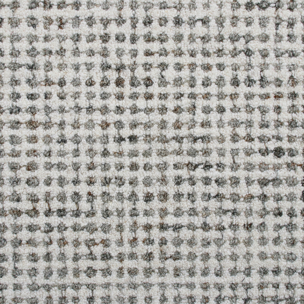 8' x 10' Gray and Ivory Wool Checkered Hand Tufted Area Rug
