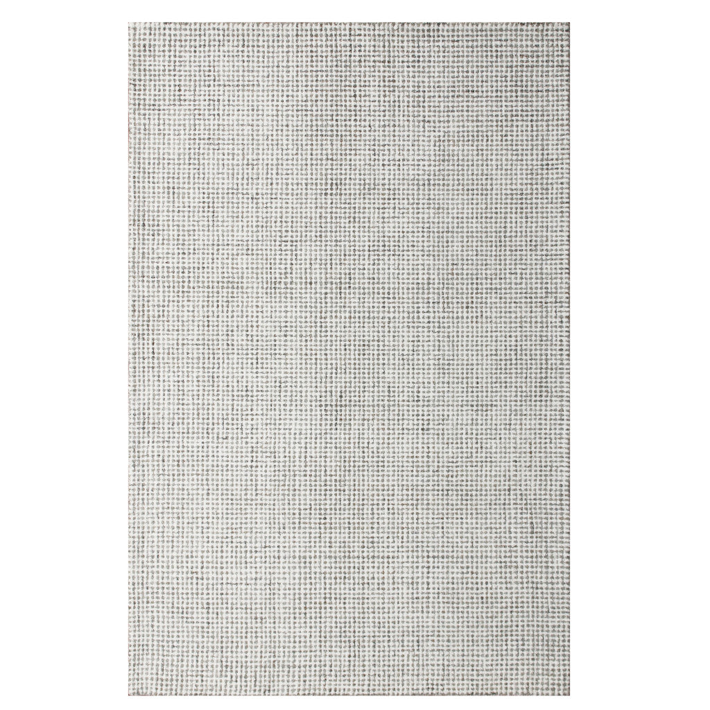 8' x 10' Gray and Ivory Wool Checkered Hand Tufted Area Rug