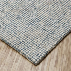 8' x 10' Blue and Ivory Wool Abstract Hand Tufted Area Rug