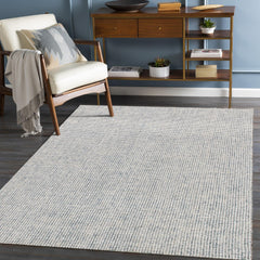 8' x 10' Blue and Ivory Wool Abstract Hand Tufted Area Rug