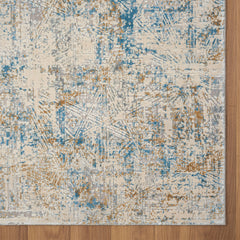 9' x 12' Blue and Ivory Abstract Area Rug