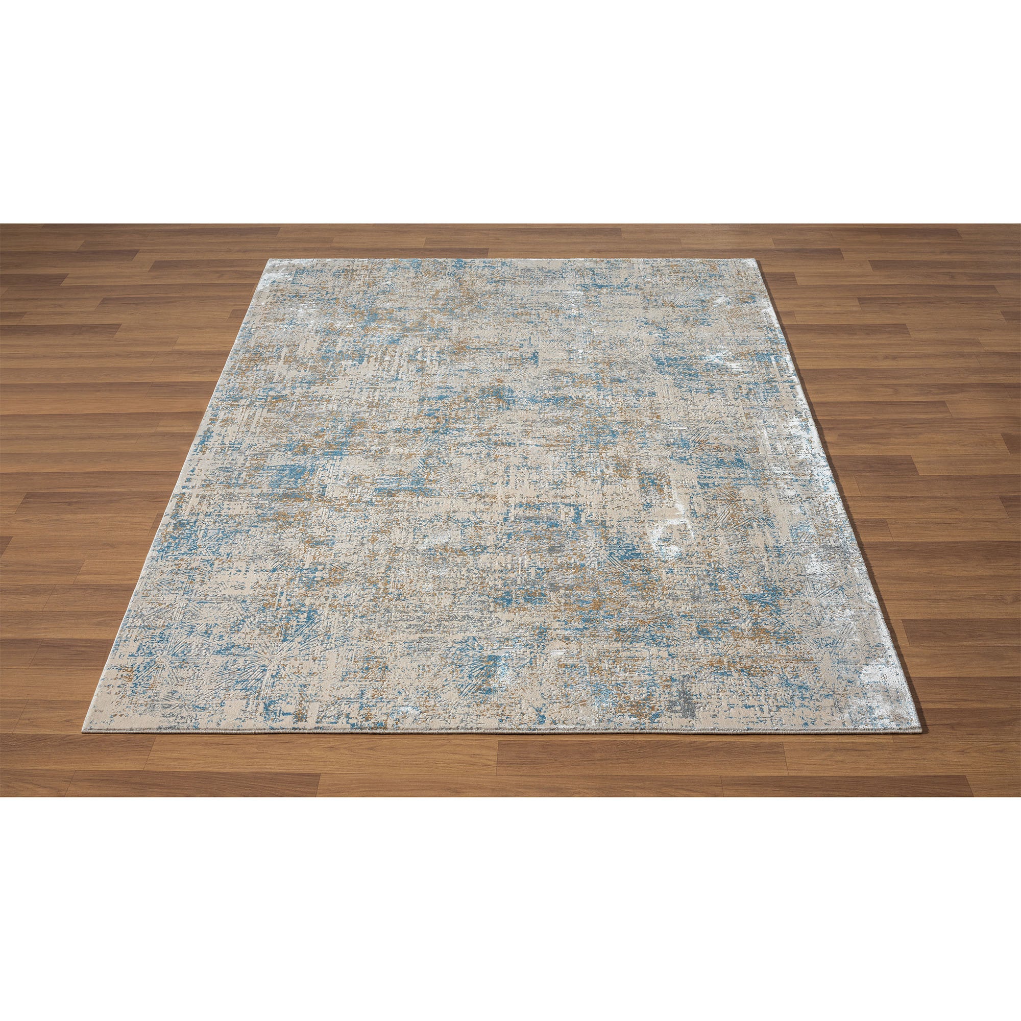 9' x 12' Blue and Ivory Abstract Area Rug