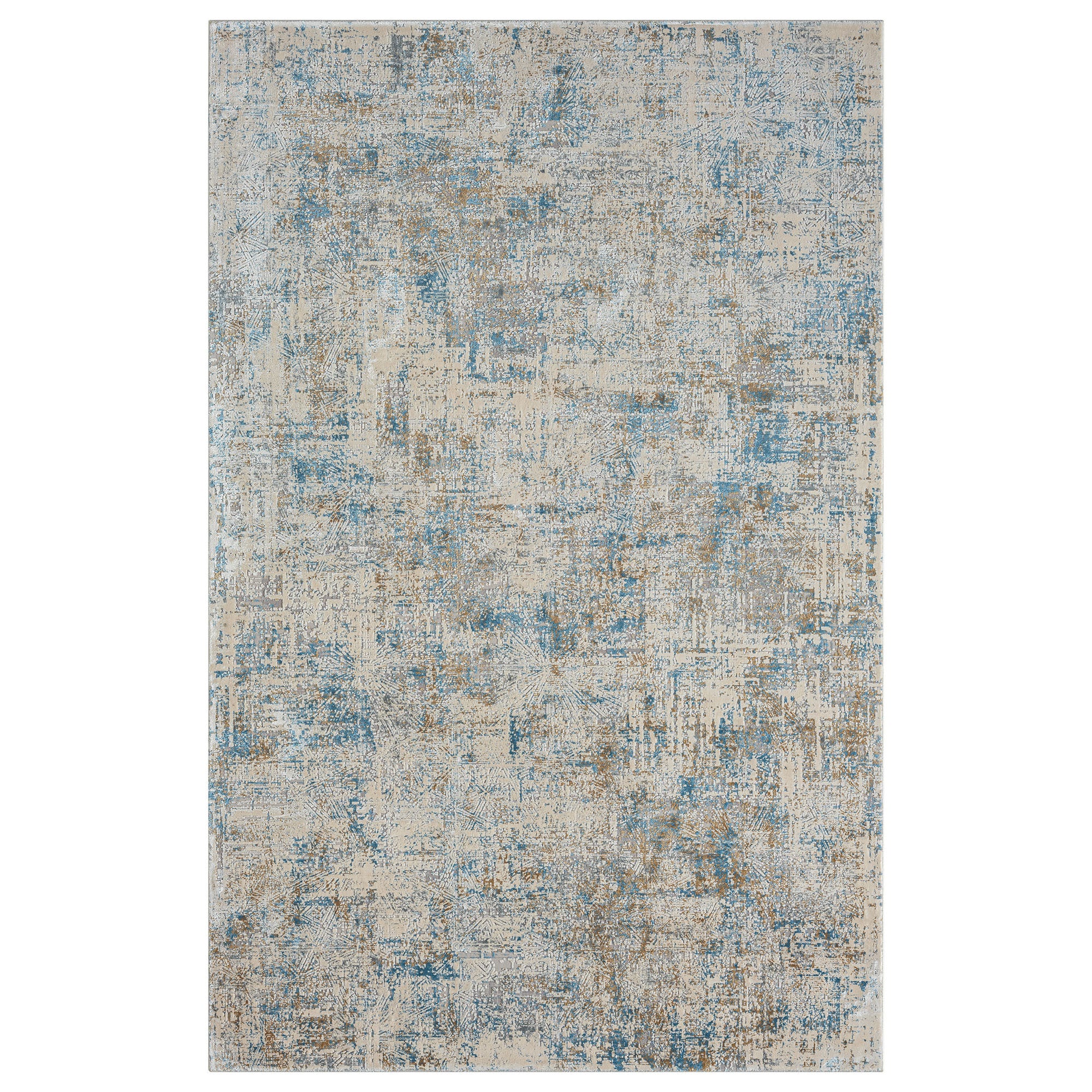 9' x 12' Blue and Ivory Abstract Area Rug